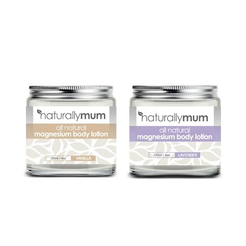 NaturallyMum Body Lotion Bundle - Supports Sleep & Muscle Health, Lavender & Vanilla - 2 x 4 fl oz