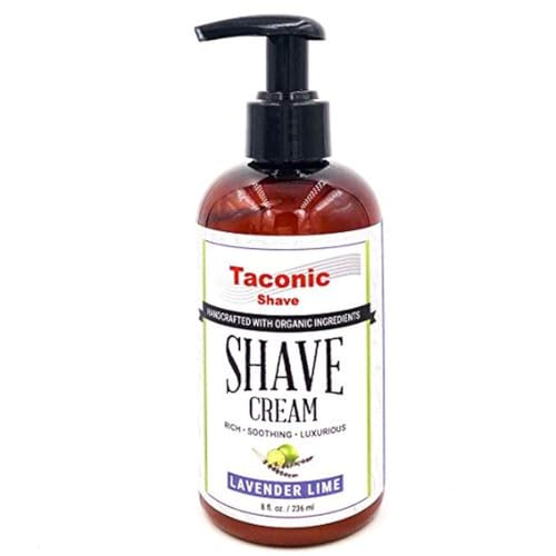 Taconic Shave Natural Shaving Cream - Moisturizing, Irritation Relief - Lavender Lime, 8 oz
