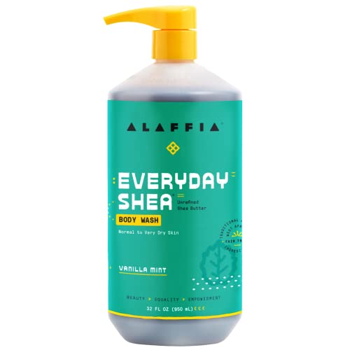 Alaffia EveryDay Shea Body Wash - Moisturizing Cleanser with Shea Butter, Vanilla Mint - 32 Fl Oz