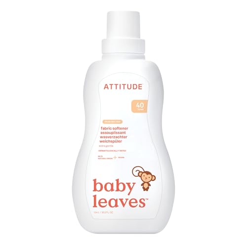 ATTITUDE Baby Fabric Softener - Plant-Based, Dermatologically Tested, Pear Nectar - 33.8 Fl Oz