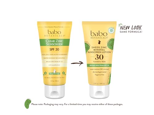 Babo Botanicals Zinc Sunscreen Lotion SPF 30 - Fast-Absorbing, Non-Greasy, Vegan - 3 Fl Oz