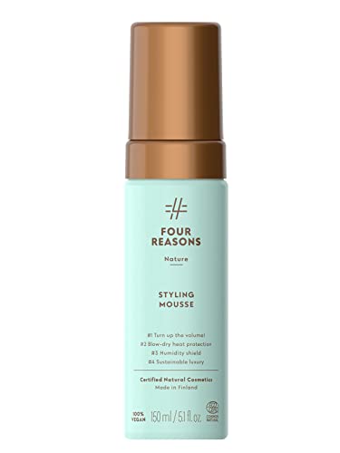 FOUR REASONS Hair Mousse - Thickens & Volumizes Fine Hair, Humidity Protection, Vegan - 5.1 fl oz