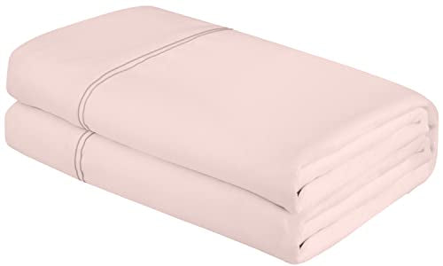 Royale Linens Twin Flat Sheet - Ultra Soft, Breathable, Oeko-Tex Certified - 66x96 inches, Pink