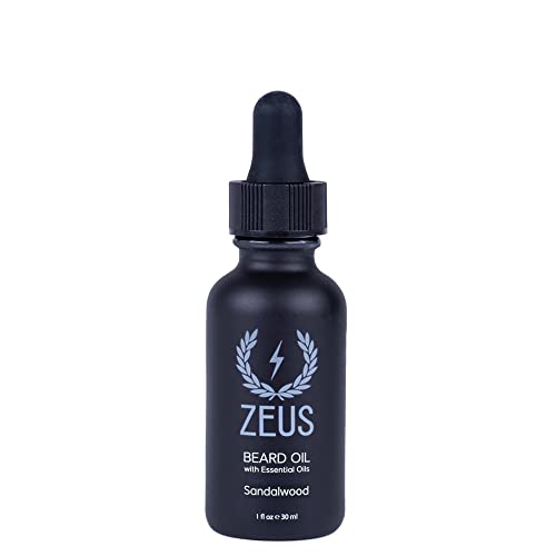 ZEUS Natural Beard Oil - Conditions & Softens Beard, All-Natural Ingredients - Sandalwood, 1 oz.