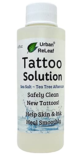 Urban ReLeaf Tattoo Solution - Soothes Irritated Skin, Reduces Ink Loss - 100% Natural, 4oz