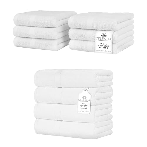 Plush 100% Cotton Towel Set - Ultra-Absorbent, OEKO-TEX Certified, Soft Luxury - Pack of 10