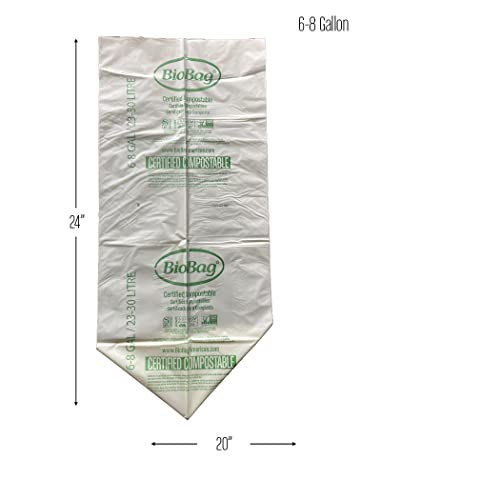 BioBag Compostable Bags - Durable, Large Capacity for Food Waste, 6-8 Gallon - 45 Count