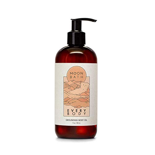 Moon Bath Grounding Body Oil - Nourishing Jojoba & Moringa, Calming Sandalwood - 12 fl oz