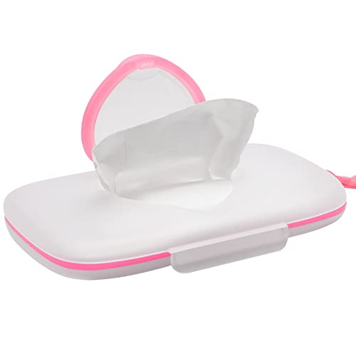 Travel Baby Wipes Dispenser - Moisture-Seal, Reusable PP Case, Pink - Perfect for Strollers, Car