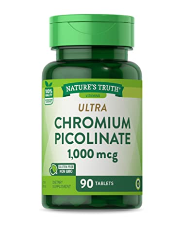 Nature's Truth Dietary Supplement - 1000mcg Chromium Picolinate, Vegan & Non-GMO - 90 Tablets