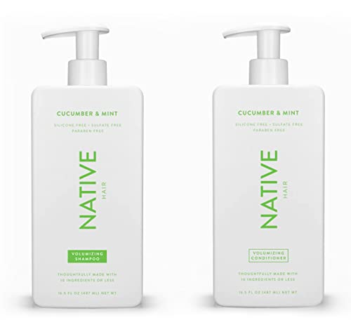 Naturally Derived Shampoo & Conditioner Set - Volumizing, Cucumber & Mint - 16.5oz