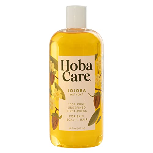 HobaCare Jojoba Oil - 100% Pure Moisturizing Oil for Skin, Hair & Nails - 16 fl oz