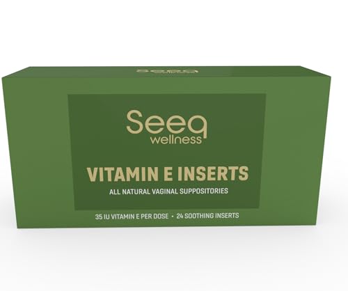 Seeq Wellness Vitamin E Suppositories - Vaginal Dryness Relief, All Natural - 24 Count