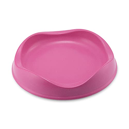 Beco Bamboo Cat Food Bowl - Whisker-Friendly, Non-Slip, Easy Clean - Pink, 6.7in Diameter