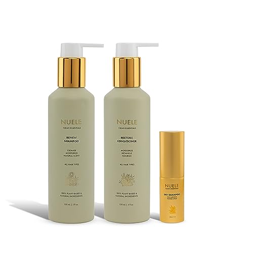 Nuele Hair Care Bundle - Revitalizing Shampoo, Nourishing Conditioner & Dry Shampoo - 11oz