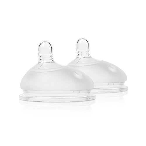 Olababy Gentle Baby Bottle Nipples - Easy Latch, Anti-Colic, Non-Toxic Silicone - 2 Pack