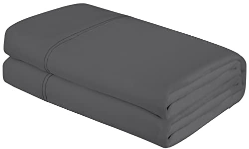 Royale Linens Twin Flat Sheet - Ultra Soft, Breathable, OEKO-TEX Certified - 66x96 Inches, Grey