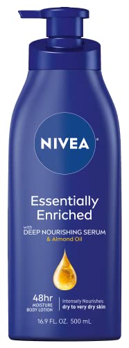 NIVEA Essentially Enriched Body Lotion - 48-Hour Deep Moisture, Almond Oil Infusion - 16.9 Fl Oz