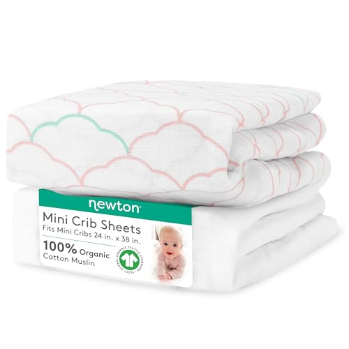 Newton Baby Mini Crib Sheets 2-Pack - Breathable Organic Cotton, GOTS Certified - 24" x 38"