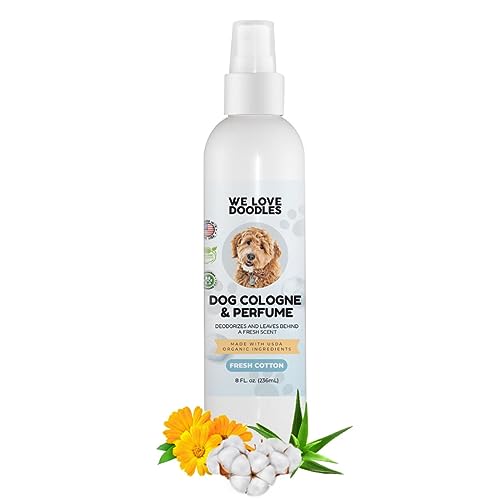 We Love Doodles Dog Cologne - Long-Lasting Deodorizer, Organic, Fresh Cotton Scent - 8oz