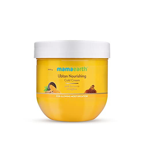 Mamaearth Ubtan Nourishing Cold Cream - Deep Moisturization with Turmeric & Saffron - 7.06 Oz