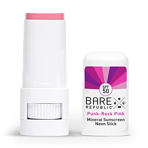 Bare Republic Neon Mineral Sunscreen Sticks - SPF 50 Protection, Vibrant Colors, 0.3oz Each