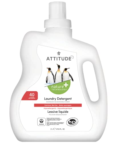 ATTITUDE Liquid Laundry Detergent - EWG Verified, Vegan, Natural Ingredients, Wildflowers - 40 Loads