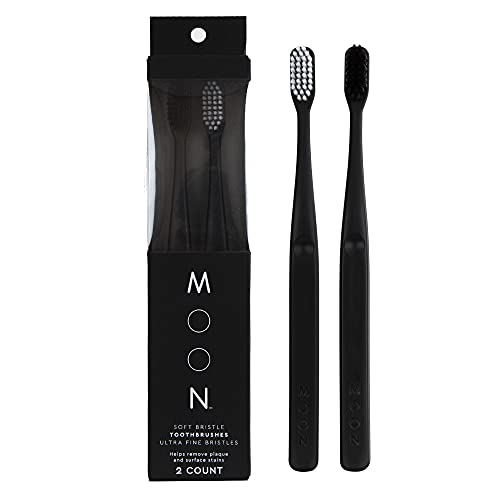 MOON Soft Bristle Toothbrush - Gentle Cleaning, Vegan, Cruelty-Free - 2 Pack, Sleek Design