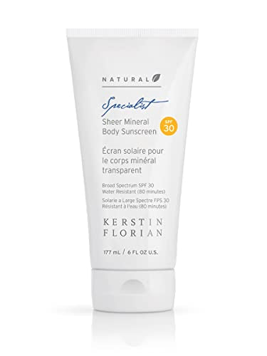 Kerstin Florian Body Sunscreen SPF 30 - Waterproof UVA/UVB Protection, Natural Zinc Oxide - 6 fl oz