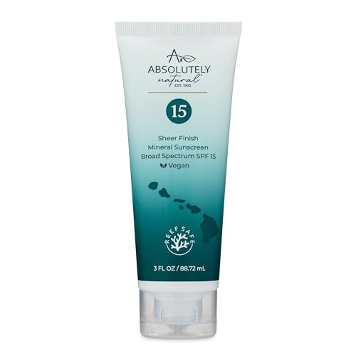 Absolutely Natural SPF 15 Mineral Sunscreen - Broad Spectrum Moisturizer, Made in USA - 3 Oz