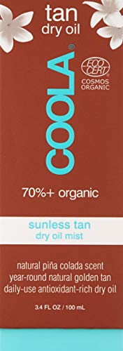 COOLA Organic Self Tanner Dry Oil Mist - Anti-Aging, Vegan, Non-GMO, Piña Colada - 3.4 Fl Oz