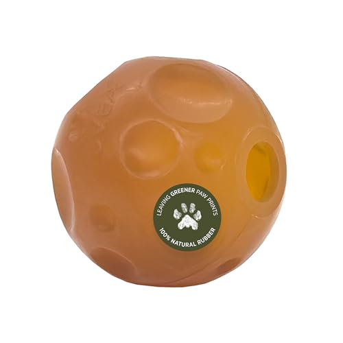 HEVEA Dog Toy Moon Ball - Stimulates Senses, Non-Toxic Natural Rubber, 2.55" Treat-Ready