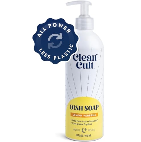 Cleancult Liquid Dish Soap - Cuts Grease, Phthalate-Free, Refillable Aluminum Bottle - 16 oz