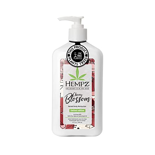 Hempz Body Lotion - Hydrating Cherry Blossom Cream with Shea Butter & Hemp Seed Oil - 17 Fl Oz