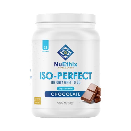 NuEthix Iso-Perfect Whey Protein Isolate - 24g Protein, Stevia-Sweetened Chocolate - 32 Servings