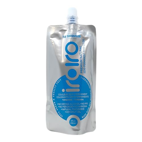 IROIRO Premium Hair Dye - Vibrant Color, 95% Natural Ingredients, Coconut Oil - 8oz Turquoise