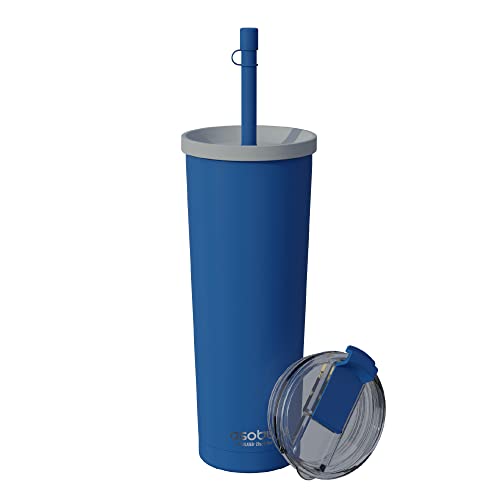 Asobu Ocean Stainless Steel Tumbler - Hot & Cold Beverage Insulation, Reusable Straw - 27oz Blue