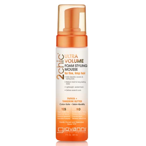 GIOVANNI Hair Mousse - Adds Volume & Control with Papaya, Tangerine Butter - 7 oz