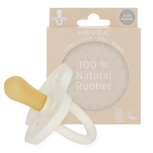 HEVEA Natural Rubber Baby Pacifier - Safe, Biodegradable, Soft Teat Design - Milky White