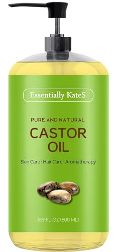 Essentially KateS Castor Oil 100% Pure, Cold Pressed - Nourishes Hair & Skin, 16.9 Fl Oz