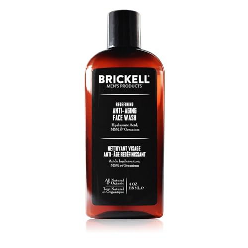 Brickell Men's Face Wash - Firms & Plumps Skin, Natural Ingredients - 4 oz Foaming Gel