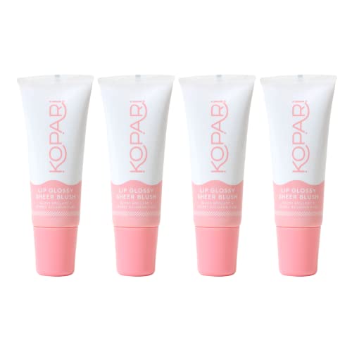 Kopari Sheer Blush Lip Gloss 4pk - Hydrating, Fruity Flavors, Smooth Gel Texture - 4 Shades