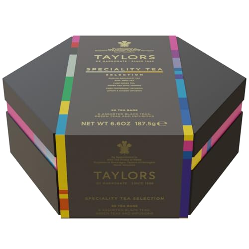 Taylors of Harrogate Tea Sampler - 6 Assorted Black, Green & Herbal Teas, Carbon Neutral - 90 Count