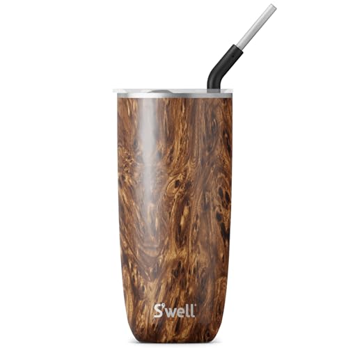 S'well Stainless Steel Tumbler - Keeps Drinks Cold 18H/Hot 5H, BPA Free, 24oz Teakwood