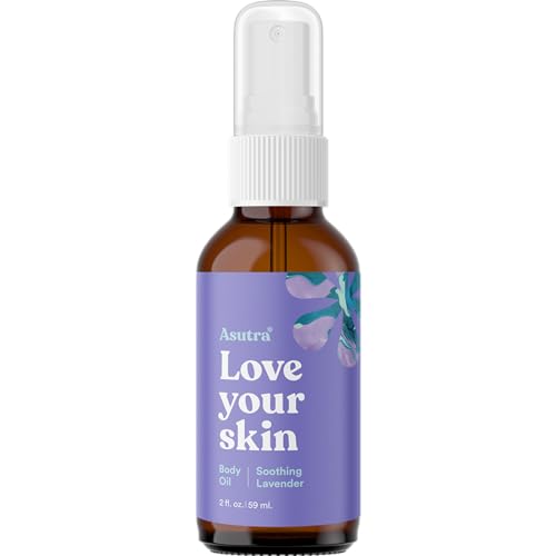 ASUTRA Lavender Body Oil - Hydrates & Soothes with Coconut & Organic Lavender - 2 oz