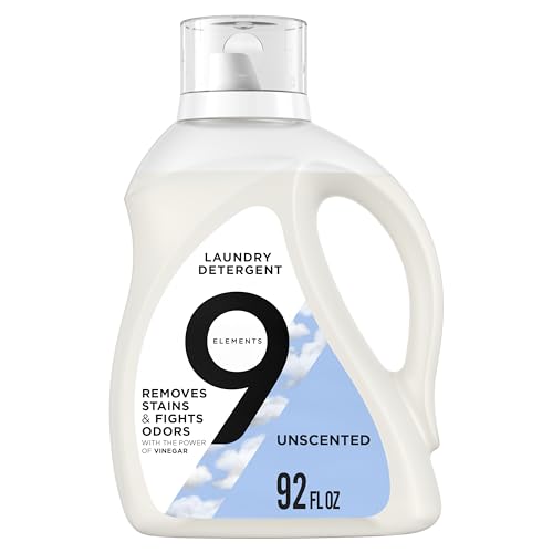 9 Elements Laundry Detergent - Vinegar-Powered, Plant-Derived, Gentle on Skin - 92 Fl Oz