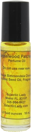 Sandalwood Patchouli Perfume Oil - Long-Lasting Aroma, Jojoba & Essential Oils - 0.3 Oz