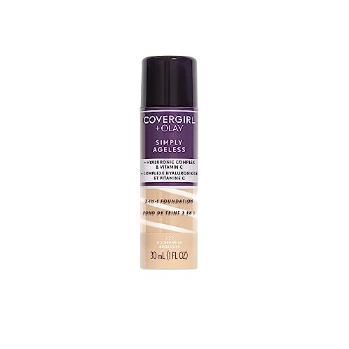 CoverGirl & Olay Foundation - Reduces Wrinkles, Hydrating, Cruelty-Free - Golden Beige, 1 Count