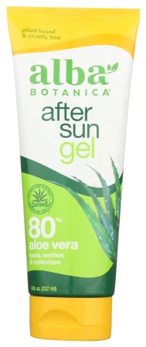 Alba Botanica After Sun Gel - Calming Moisture for Skin, 80% Aloe Vera, 8 fl. oz. Tube