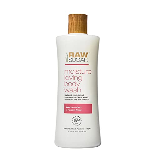 Raw Sugar Body Wash - Hydrating Watermelon & Mint, Vegan, Sulfate & Paraben Free - 25oz